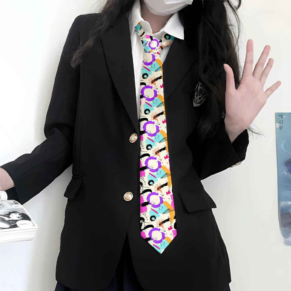 Funny Graffiti Printing Men's Tie Fashion Casual Street Novelty Qme