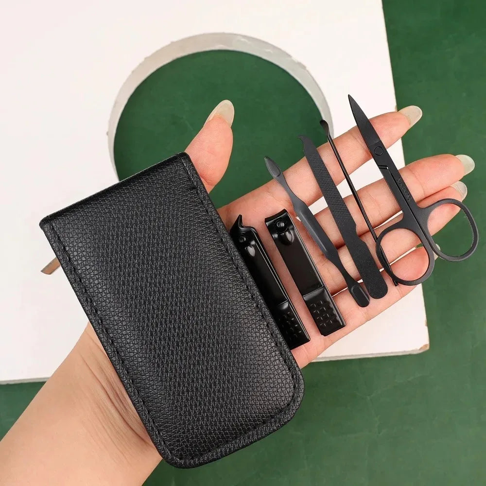 Green Black Stainless Steel Manicure Portable Nail Clippers File Qme