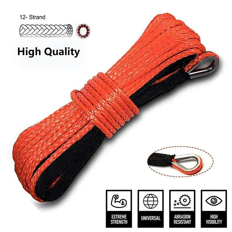13500lbs Car Outdoor Accessories Truck Boat Emergency Replacement Synthetic Winch Rope 26mx8mm 12 Strand String Cable ATV UTV Qme