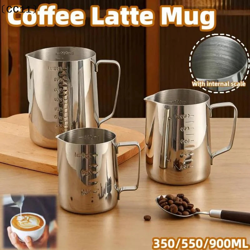 Stainless Steel Milk Frother Jug Coffee Frothing Latte Pitcher Qme