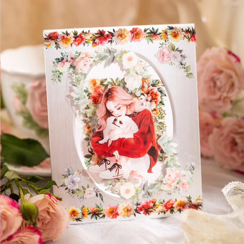 Vintage Floral PET Tape, Perfect for Journal Border Decoration and Gift Wrapping, Versatile for Multiple Uses Qme