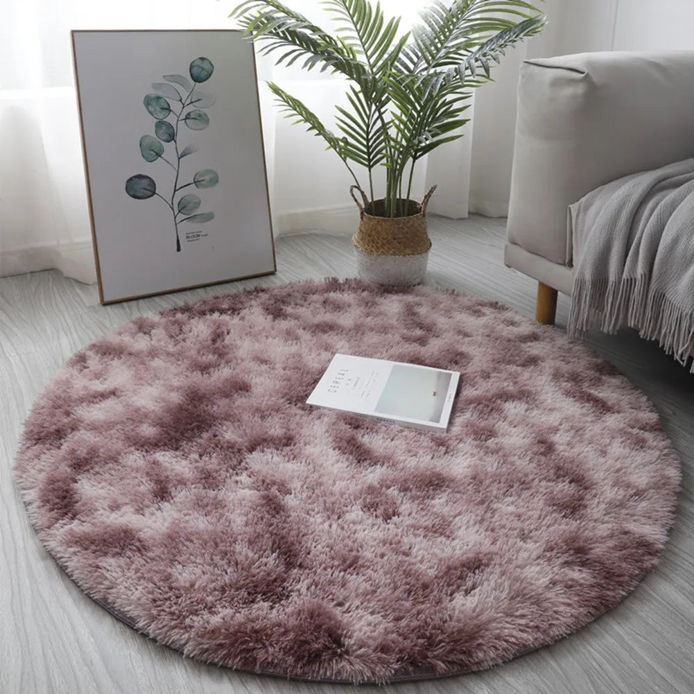 Super Soft Plush Round Rug Mat Anti-Skid Fluffy-Mat White Pink Carpets For Living Room Home Bedroom Bedroom Decoration Qme Purple 40CM