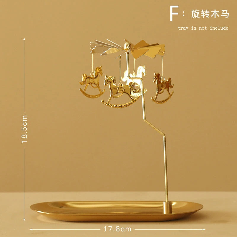 Tray Rotating Candlestick Scented Candle Romantic Walk Horse Lamp European Windmill Creative Swing Birthday Wedding Gift Qme F Excluding tray