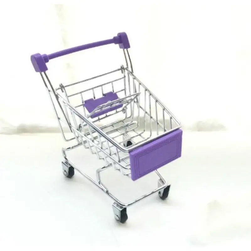 1:48 Mini Supermarket Shopping Trolley Cart Desktop Model Toy for Children Home Decoration Miniature Toy Qme