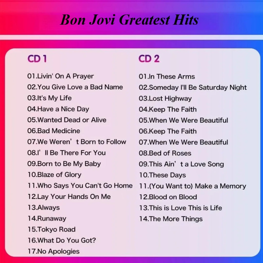 Classic Rock Greatest Hits Album Set CD Only 2CD in Clear Plastic Case High-Fidelity Sound Included, for Music Lovers Collection Qme