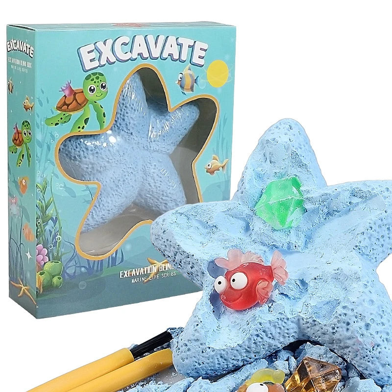 Starfish Marine Life Gemstone Dig Archaeological Excavation Toy Qme