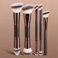  Professional Makeup Brush 5/6pcs Set Portable Travel Makeup Brushes Dual-Ended Multifunctional Makeup Tools Set Qme 5 coffee colored