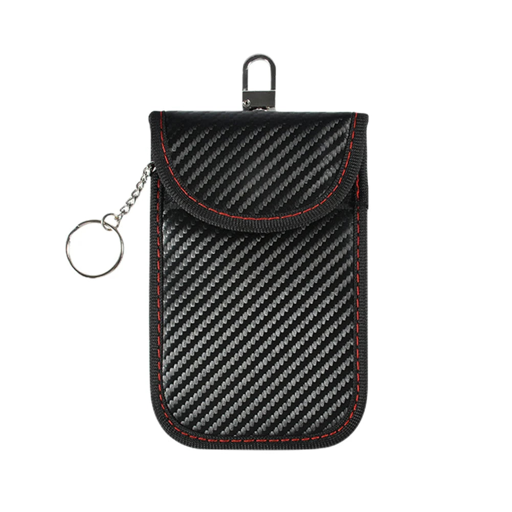 2Pcs Car Key Signal Blocker Case Carbon Fiber Faraday Cage Protector Double-Layer Car RFID Signal Blocker Key Bag for Auto Parts Qme