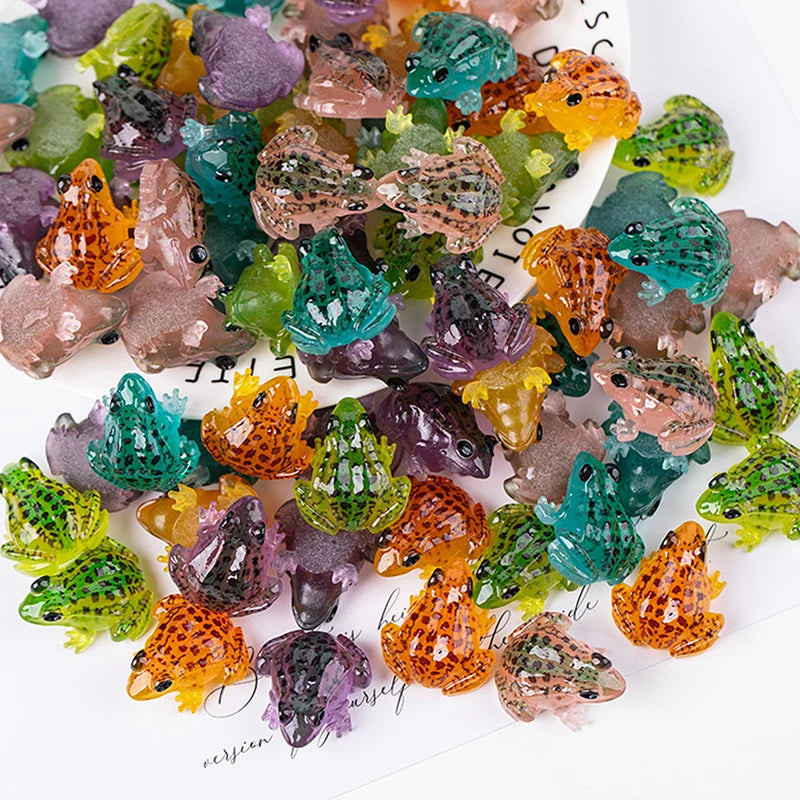 Lot Luminous Frog Figurines Landscape Gifts Resin Miniature Frogs Qme