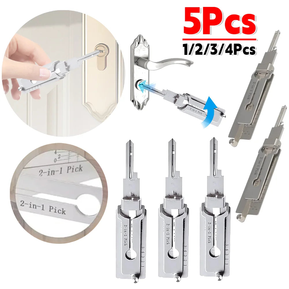 5-1PCS 2-in-1 Stainless Steel Key Decoder Available Hook Tool Pickup Hand Precision Tools O-ring Pickup Maintenance Repair Kits Qme