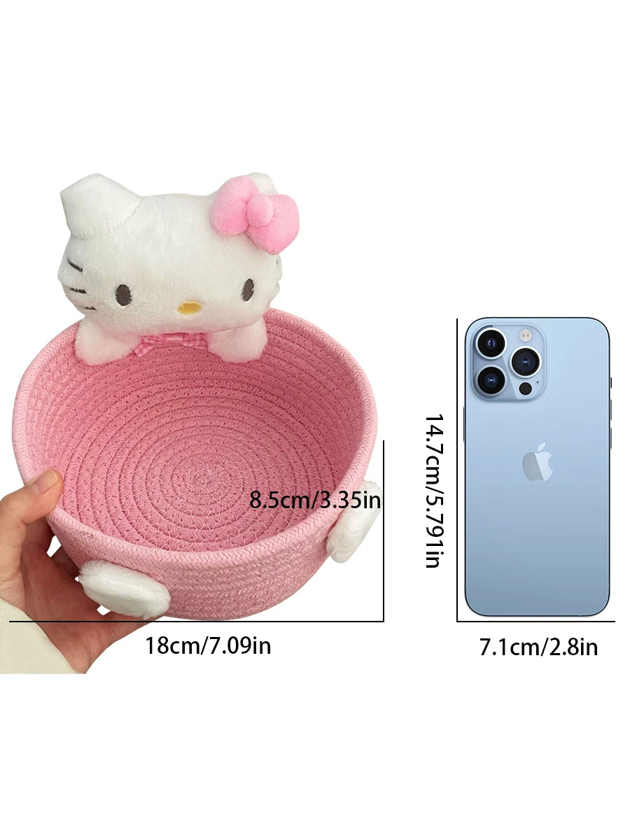 Sanrio Hello Kitty Kawaii Storage Basket Cute Cosmetics Toy Box Qme