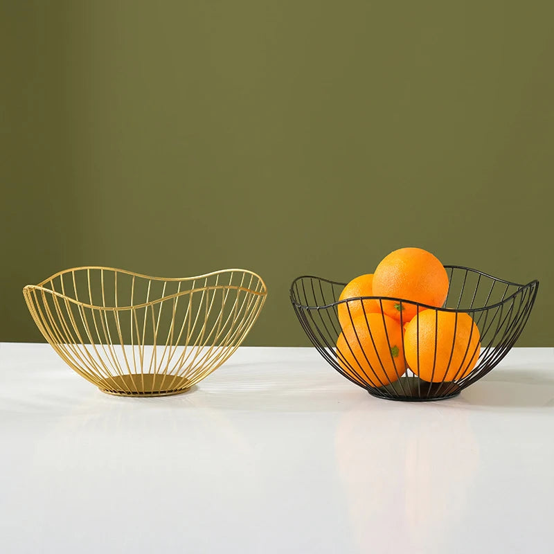 Iron Fruit Basket Container Bowl Home Creative Drain Display Table Qme