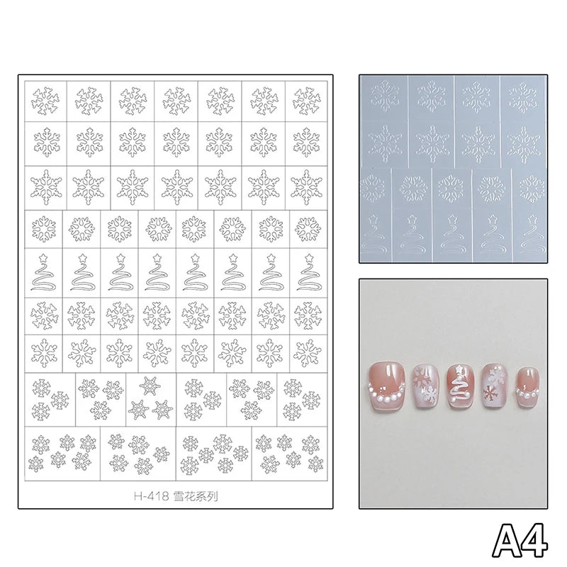 Airbrush Stencil Nails Winter Snowflake Snow Tree Christmas Decors Qme A4