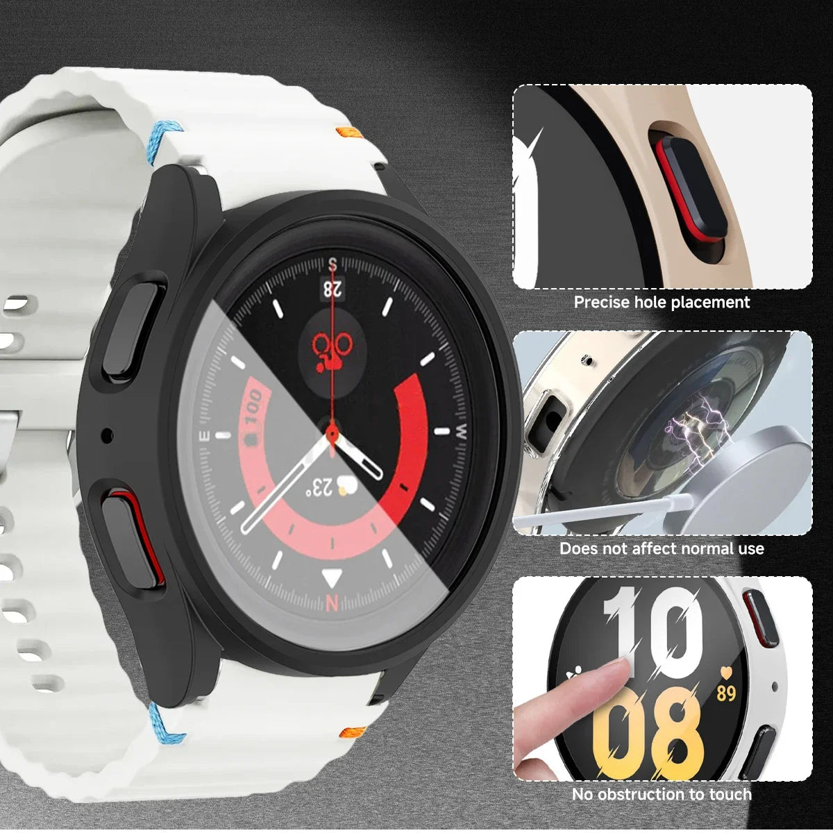 Silicone Strap for Samsung Watch 7 6 5 4 40mm 44mm 5Pro 45mm Band With Case Screen Protector Bumper cover for Wrist Accessories Qme
