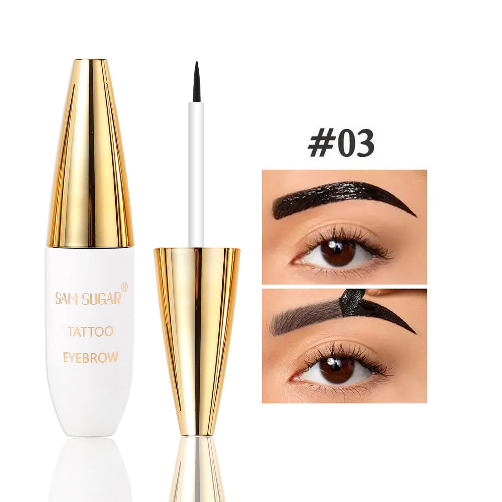 4 Colors Peel Off Eyebrow Tint Gel Waterproof Eyebrow Tattoo Cream Natural Wild Brows Smudge Proof Makeup with Fine Tip Brush Qme 03