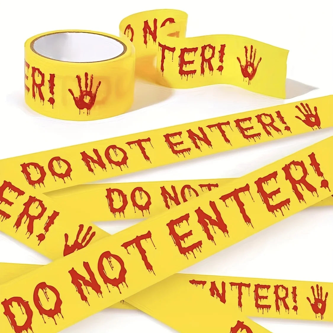 Halloween Warning Tape 1.9 inches x 82 feet, Halloween Decoration Warning Tape, Indoor/Outdoor Party Decoration, No Entry Qme