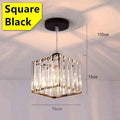 LED Creative Personality Crystal Ceiling Lamp Bedroom Restaurant Modern Simple Corridor Entrance European Style Small Chandelier Qme Square Black