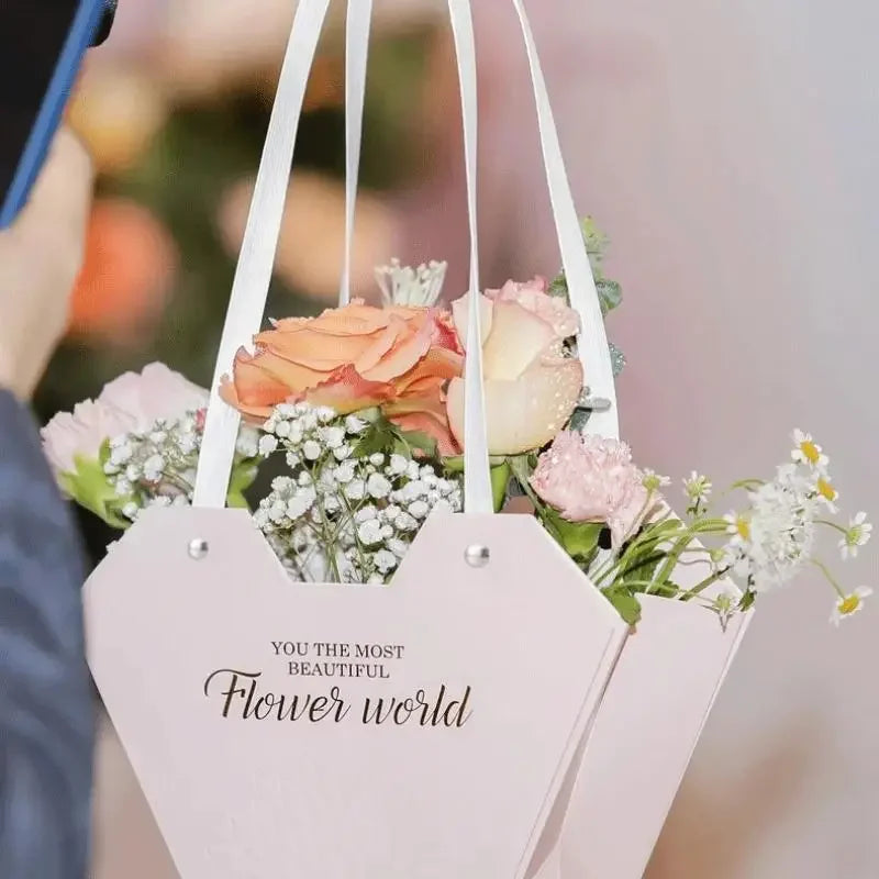 1Pc Portable Flower Basket Rose Flower Wrapping Box Gift Bag For Wedding Birthday Christmas Party Flower Bouquet Decor Supplies Qme