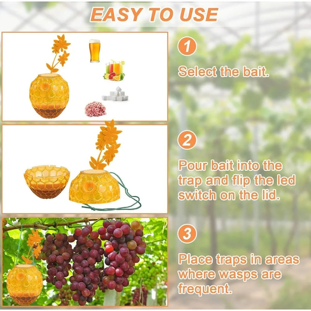 Fruit Fly Trap for Indoors Wasps Catcher Gnat Killer Gnat Traps for Oudoor Non-Toxic Reusable Easy to Use for Kitchen Home Qme