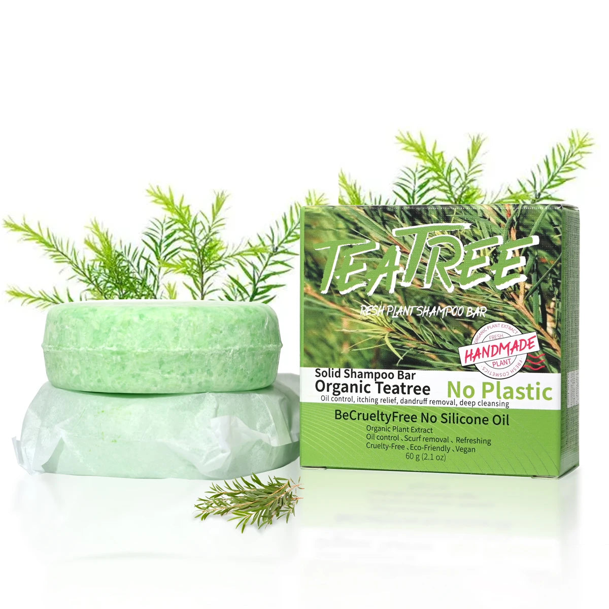 Natural Organic Tea Tree Essential Oil Soap Solid Shampoo Stick Qme