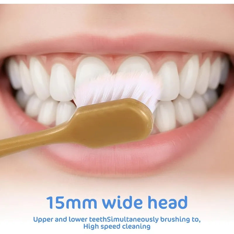 6 adult wide head soft bristled toothbrushes, gentle and manual to effectively clean teeth, suitable for travel and daily use Qme