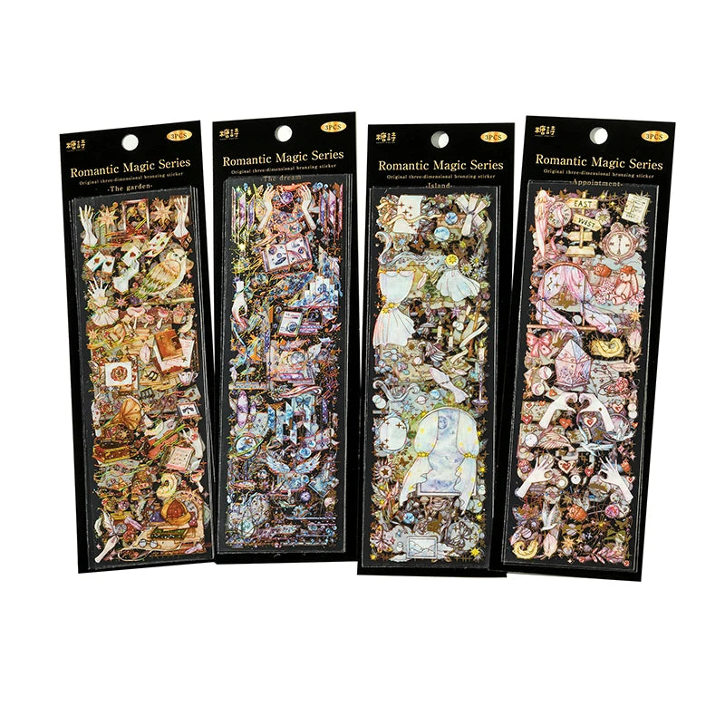 3 pcs/lot INS Laser Bronzing Stickers Adhesive Diy Sticker for Planner Diary Album Scrapbooking Stationery supplies Qme