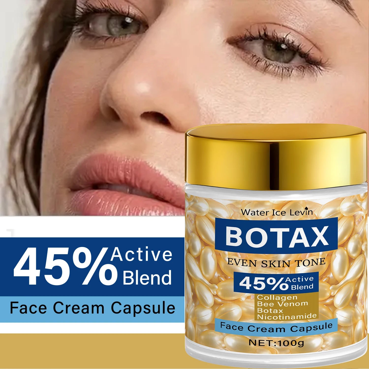 Water lce Levin BOTAX Even Tone Face Capsules 100g |45% Active Collagen + Niacinamide Qme