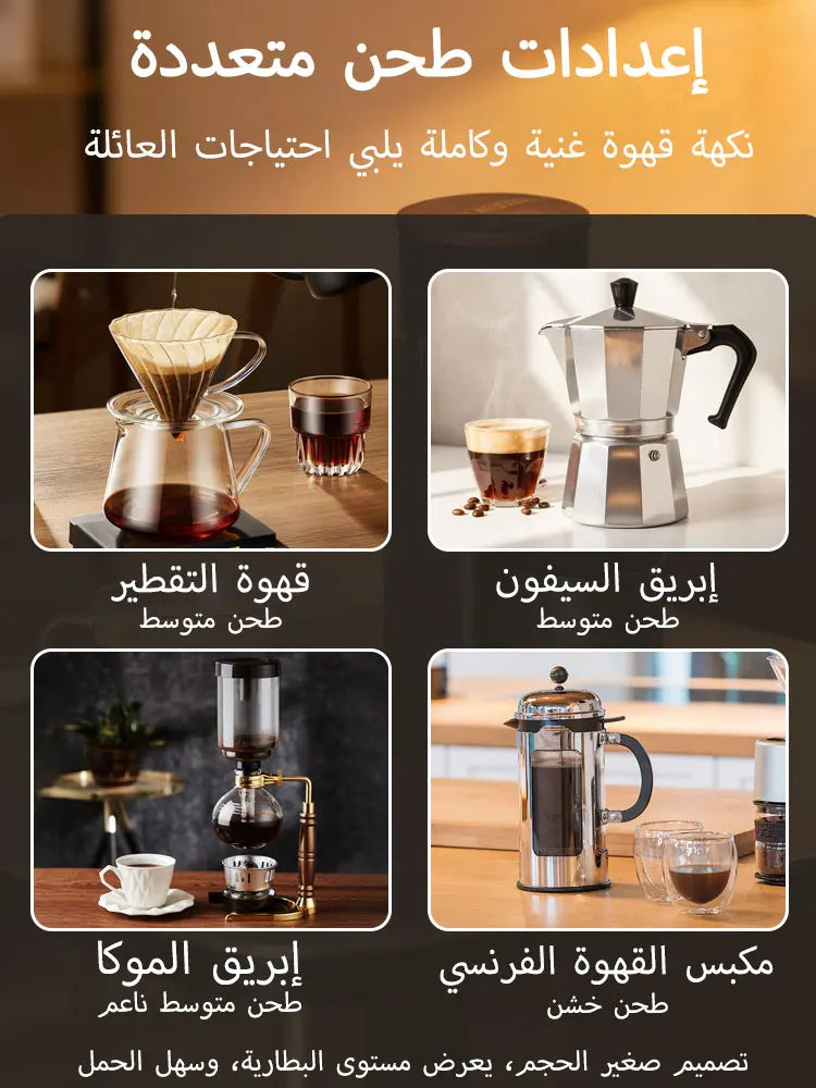 Portable Electric Coffee Grinder USB Rechargeable Bean Replaceable Qme