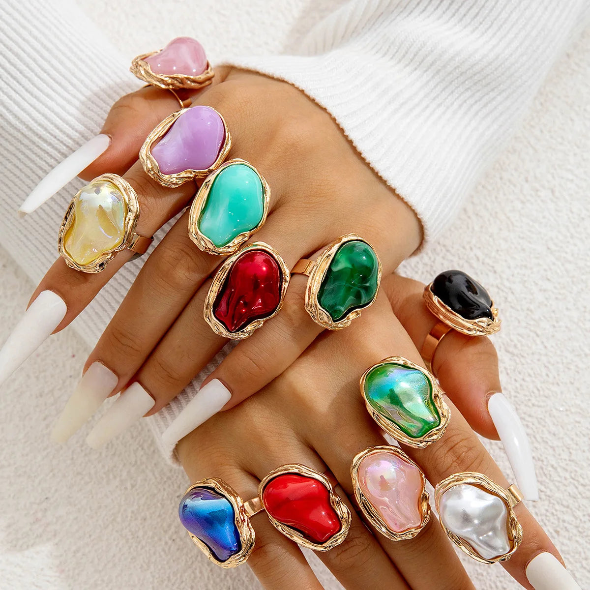 French Retro Shaped Large Pearl Ring Index Finger Fashionable Women's Daily Luxury Party Jewelry Qme