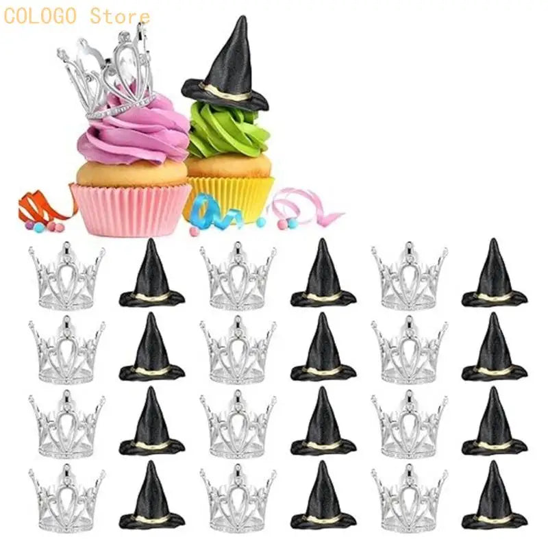 Halloween Birthday Cake Decorations Witch Hat Crowns Plastic Party Qme