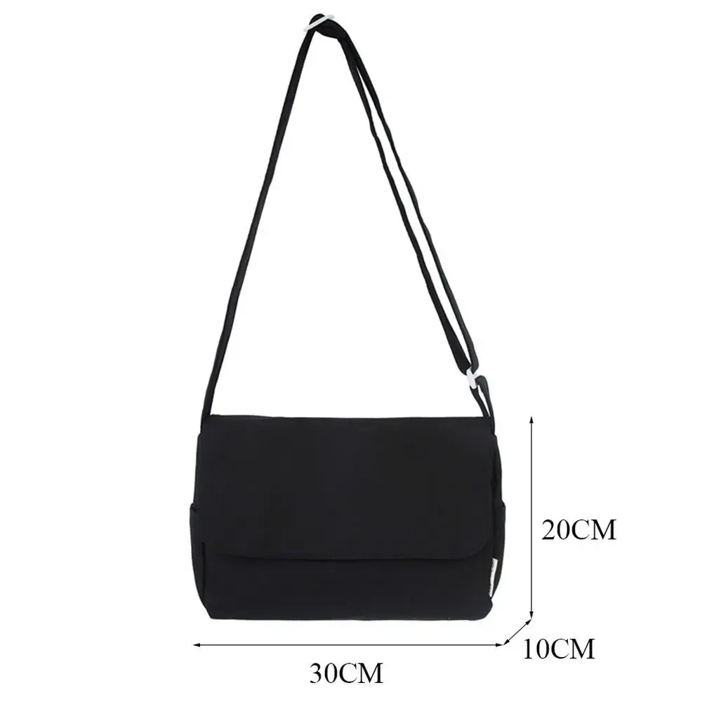 Canvas Shoulder Bags Women Simple Large Capacity Students Couples Shoulder Crossbody Commuter Casual Versatile Class Tote Bag Qme