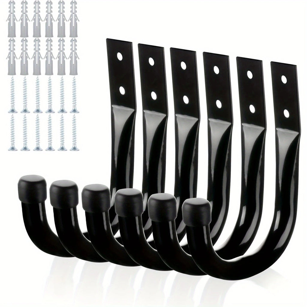 Metal Wall Hooks Are Used for Hanging Heavy-Duty, Garage Storage Hooks, Large Practical J-Shaped Hooks, and Black Wall Hangers Qme