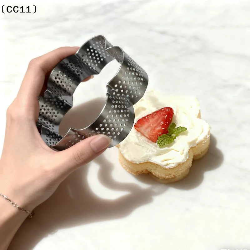 Flower-shaped Tart Mold Hole Ring Stainless Steel Bottom Tower Fruit Qme