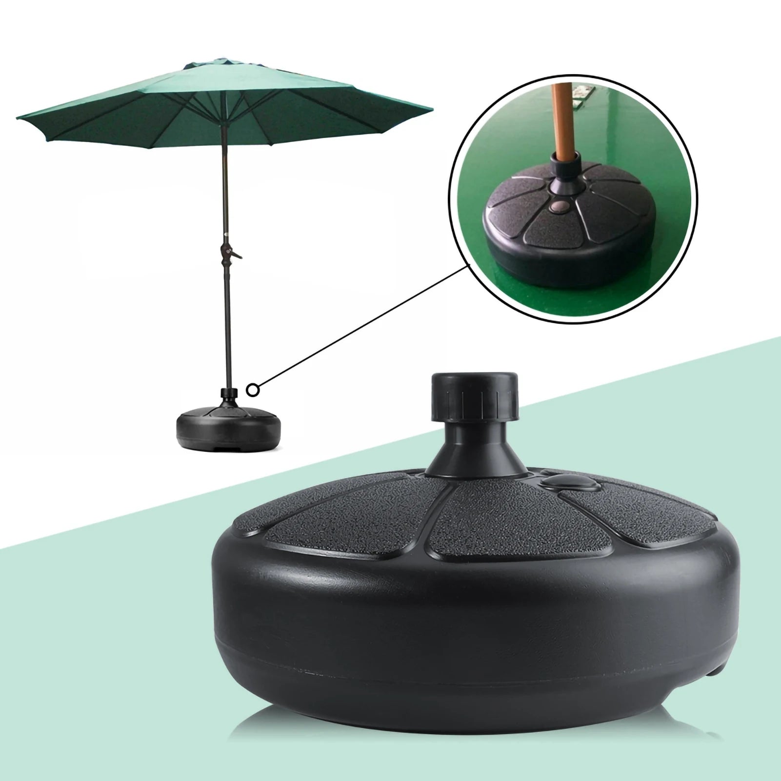 Fillable Umbrella Base Stand Round Plastic Water Sand Filled Patio Garden Umbrella Holder Outdoor Patio Umbrella Stand Qme