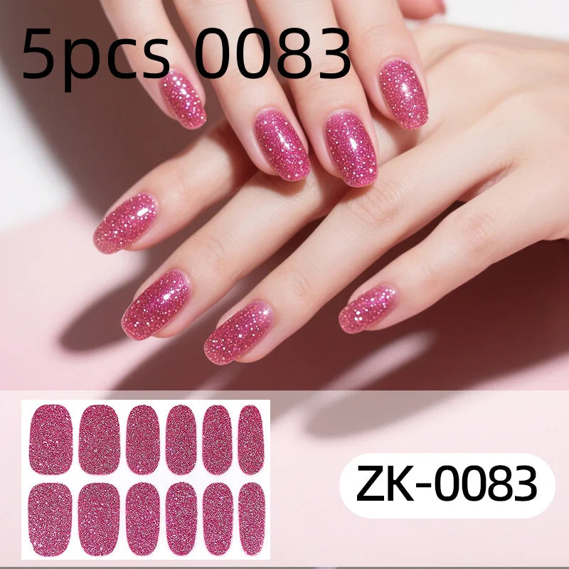 Nail Full Wrap Stickers Glitter Self Adhesive Gel Sticker Women Home