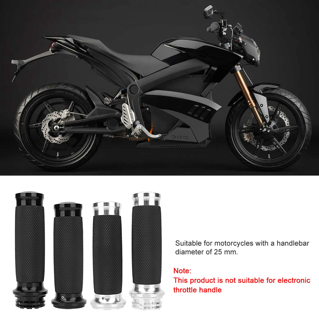 1 Pair Motorcycle 25mm Handgrip Aluminum+Rubber Anti Slip Handlebar Grip Cover Bike Hand Grips Rubber Handlebar Grip Qme