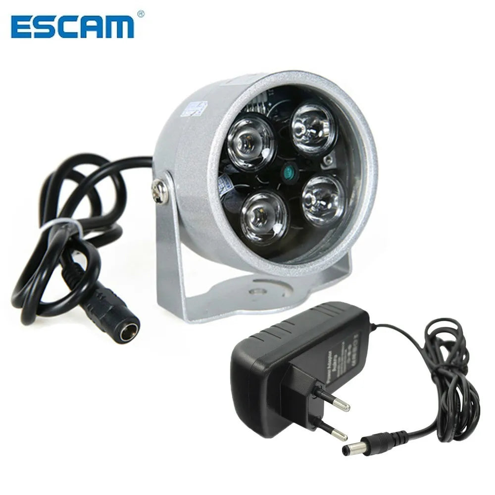 ESCAM CCTV LEDS 4 array IR led illuminator Light CCTV IR Infrared waterproof Night For Security Camera use 12V 2A power Qme China Mainland LED WITH 12V 2A
