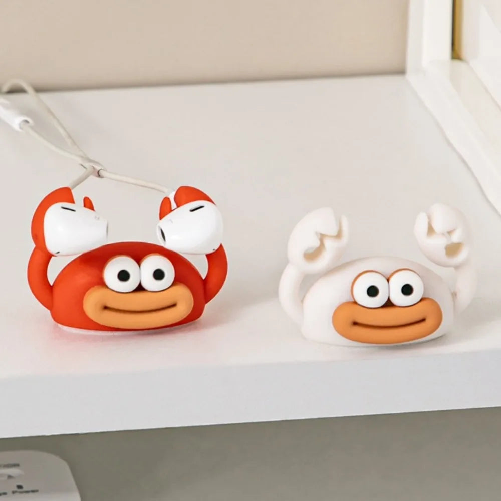 Cartoon Crab Cable Holder Self-Adhesive Fixing USB Cable Management ClipHome Office Desk Decoration Silicone Cable Organizer Qme