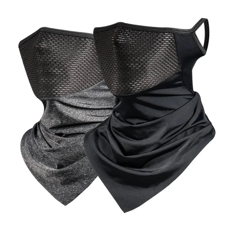 Summer Men Mask Full Face Bicycle Neckerchief Cycling Bandana UV Protection Mask Breathable Ice Silk Outdoor Hanging Ear Scarf Qme