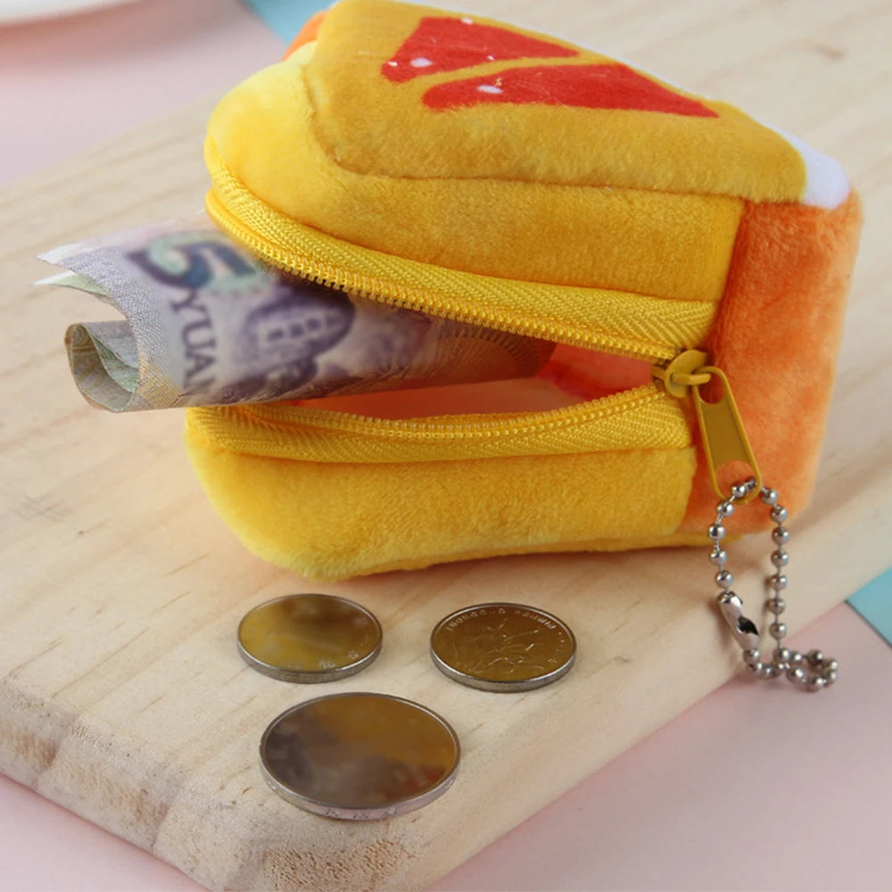 Cartoon Children's Plush Three-Dimensional Triangular Fruit Coin Bag Key Bag Pendant Organizer Bag Qme