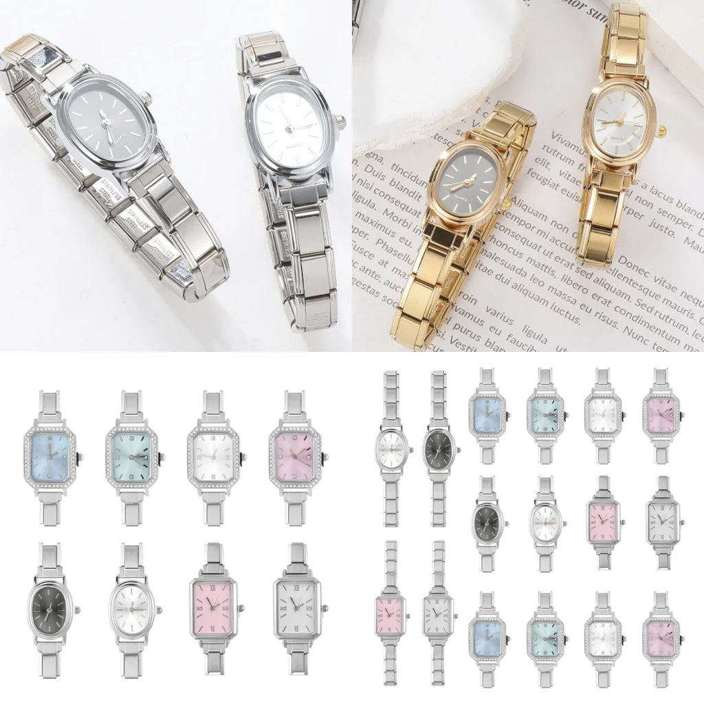 Dropship Wholesale High Quality Oval Square Stainless Steel Watch Hand Bracelet Men Women's 9mm DIY Italian Charm Bangle Jewelry Qme