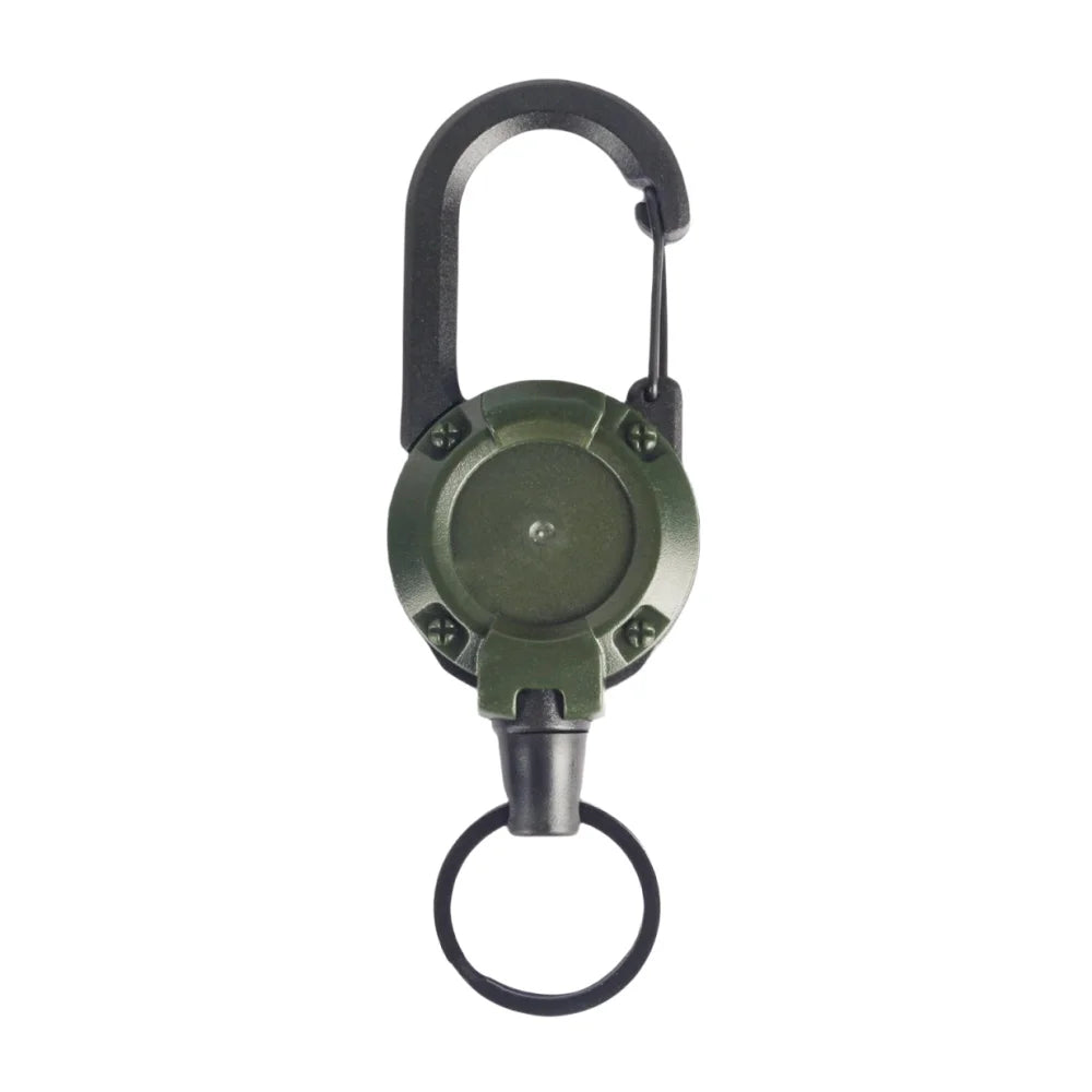 Heavy Duty Retractable Rope Carabiner Outdoor Steel Wire Rope Spring Key Chain Multi Functional Rebound Anti Loss Rope Buckle Qme Army Green
