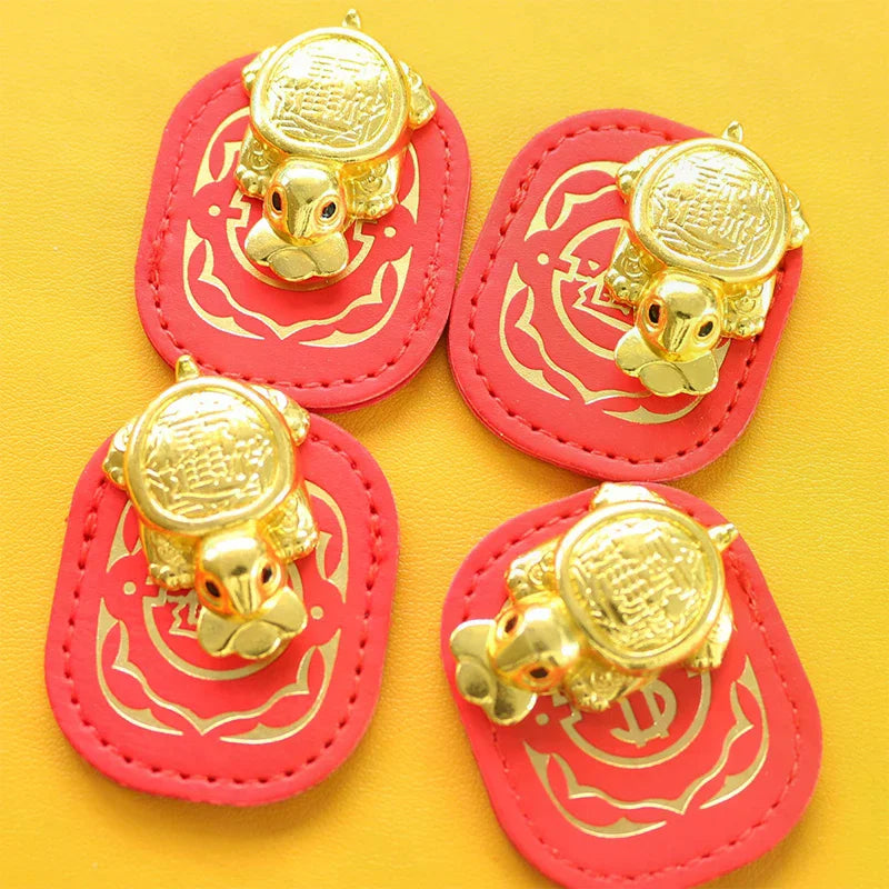 Fengshui Lucky Turtle Wallet Charm Money-biting Turtle Ornaments Decor With "Daily Wealth" For Longevity Financial Protection Qme