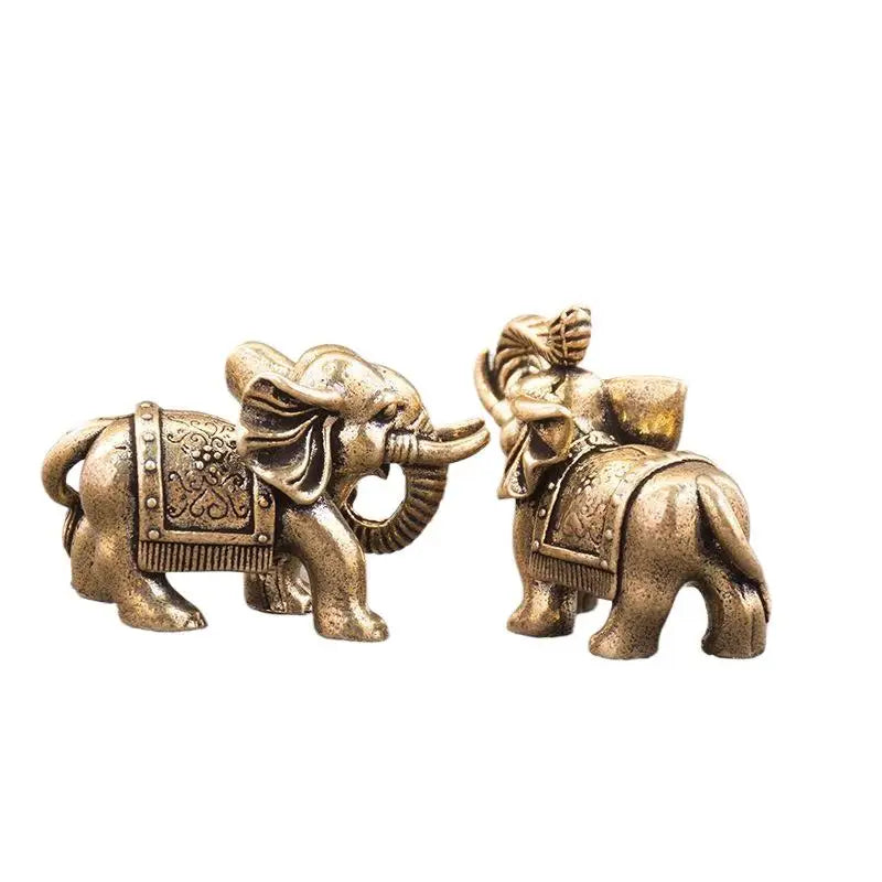 Bronze Animal Statue Copper Lucky Elephant Small Ornaments Brass Qme