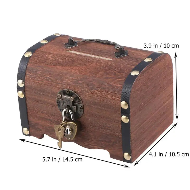 Treasure Chest With Lock Vintage Treasure Storage Box Piggy Bank Organizer Saving Box Case With Lock For Home Retro Decoration Qme
