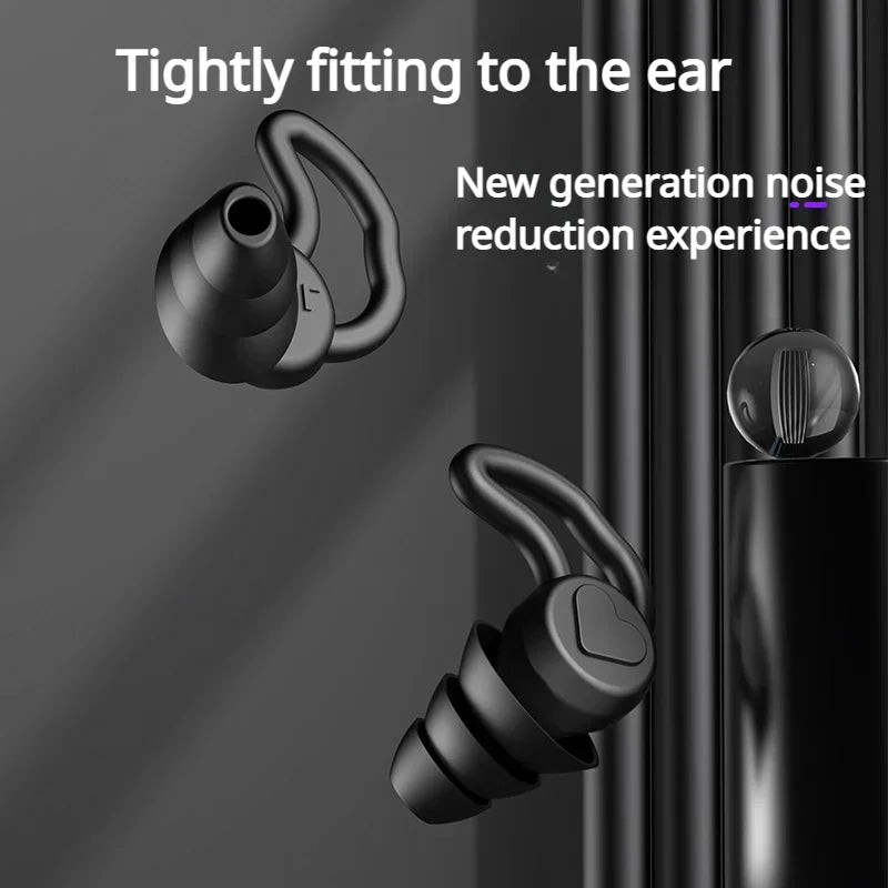 3 Layer Soft Silicone Tapered Ear Plugs for Sleep, Noise Reduction, Sound Insulation and Ear Film Protection, 2Pcs Qme