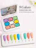 9-Color Macaron Gel Polish Solid UV Nail Gradient Blush Pat-on Summer Qme 01