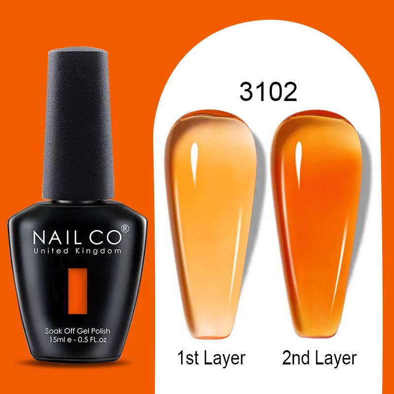 NAILCO Rubber Base Gel Polish Milky Pink Jelly White Beige 6Colors