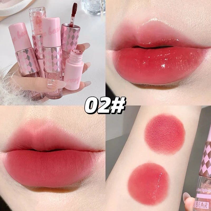 Double End Lip Glaze Gege Bear Full Gloss Mirror Matte Velvet Long Qme GX1379-02