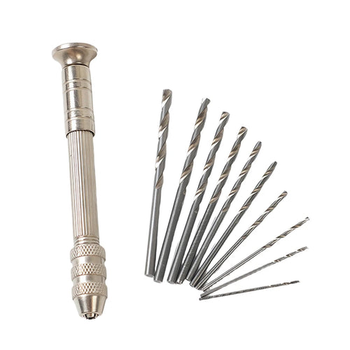 11Pcs/Set 0.8-3.0mm Mini Hand Drill Drilling Rotary Tool Manual Twist Drill Bit Watchmaker Pin Vice Watch Repair Woodwork Tools Qme